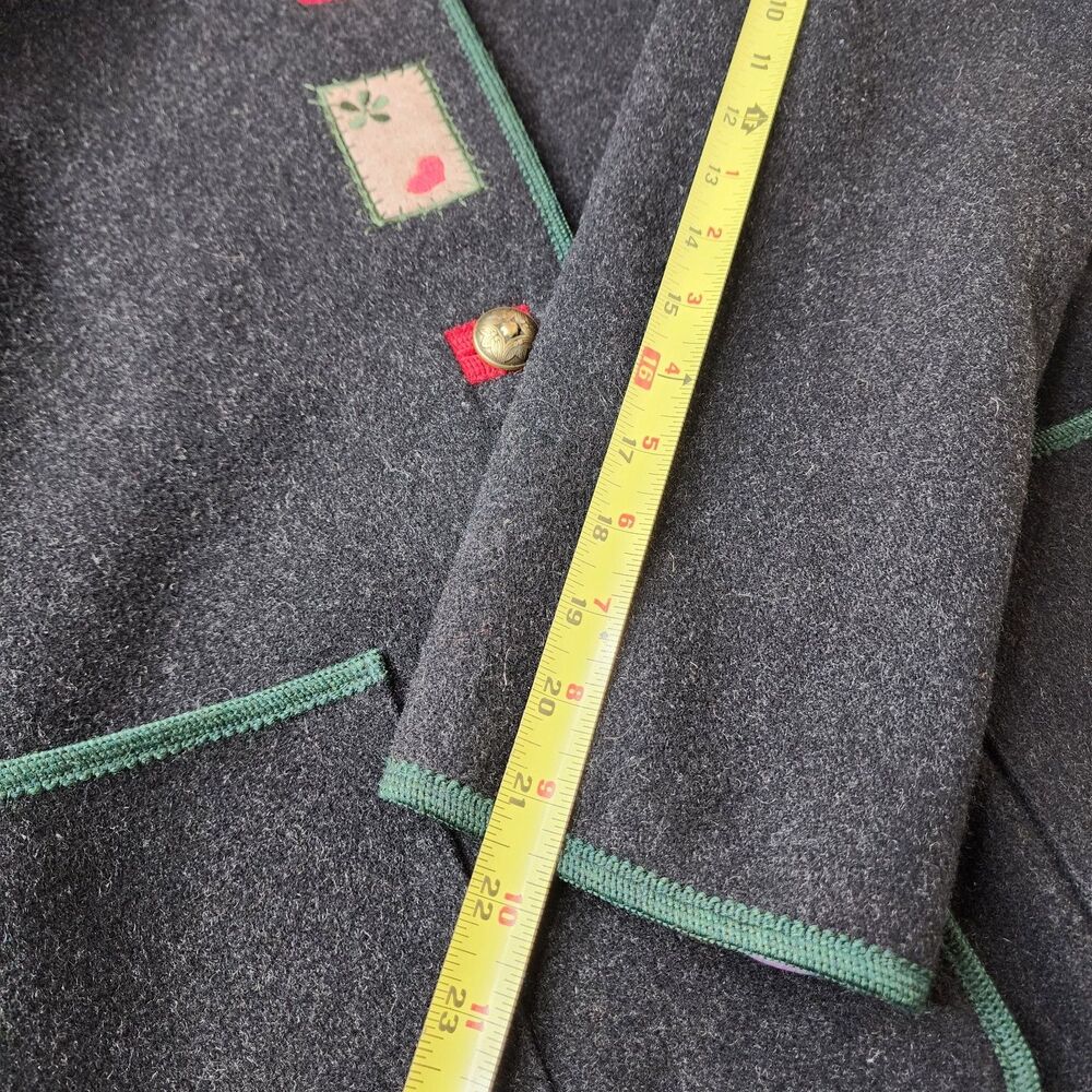 ​H Moser Salzburg Austria Trachten Boiled Wool Jacket Folk Floral Patchwork Med - Picture 8 of 11